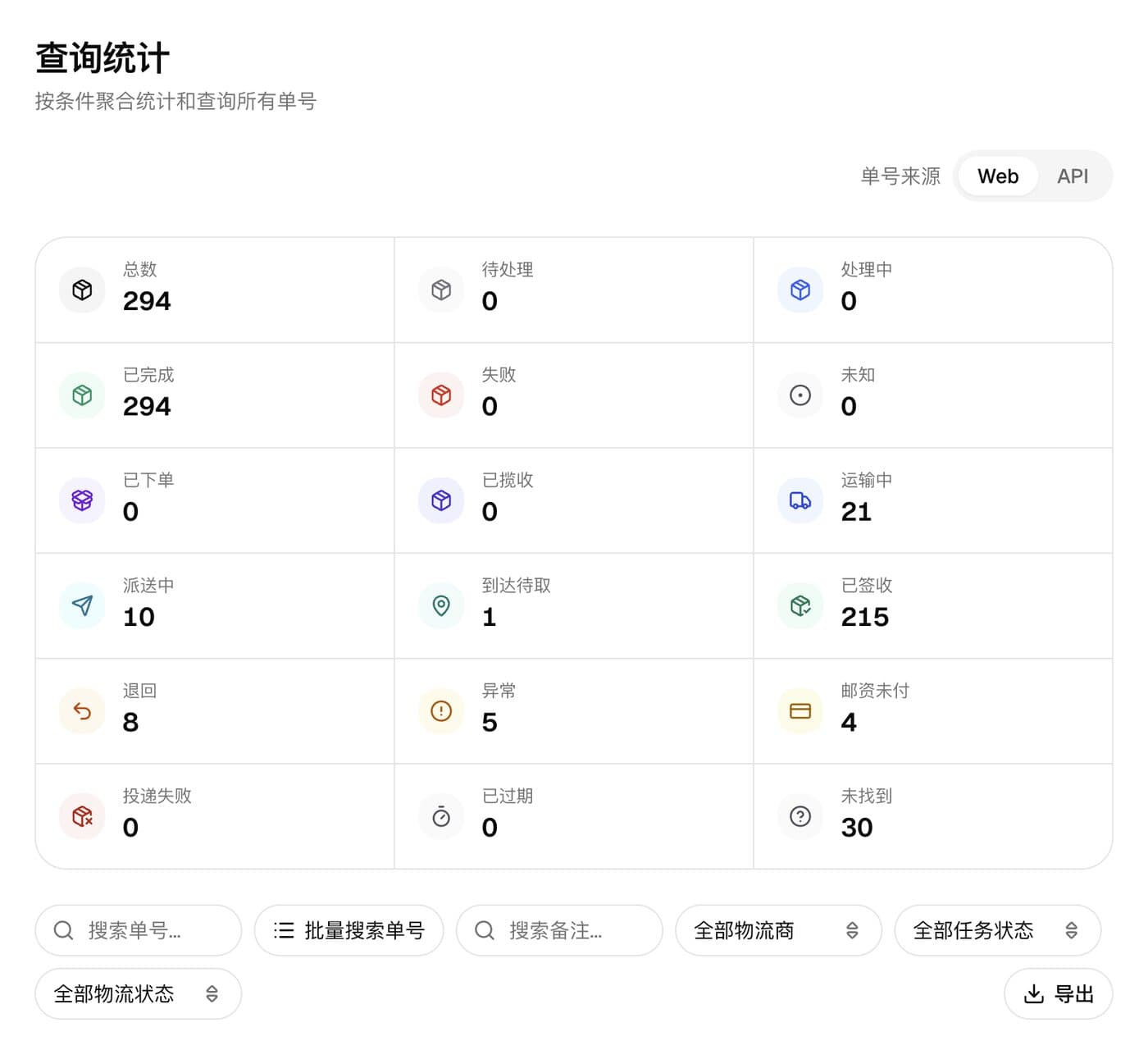 ChaoShunTrack 查询统计页面